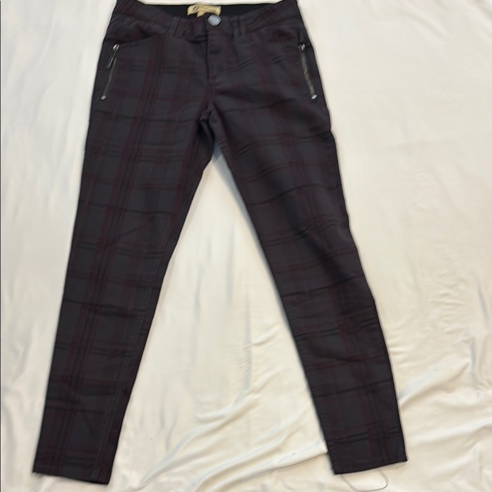Democracy Plaid Trousers with Button Detail